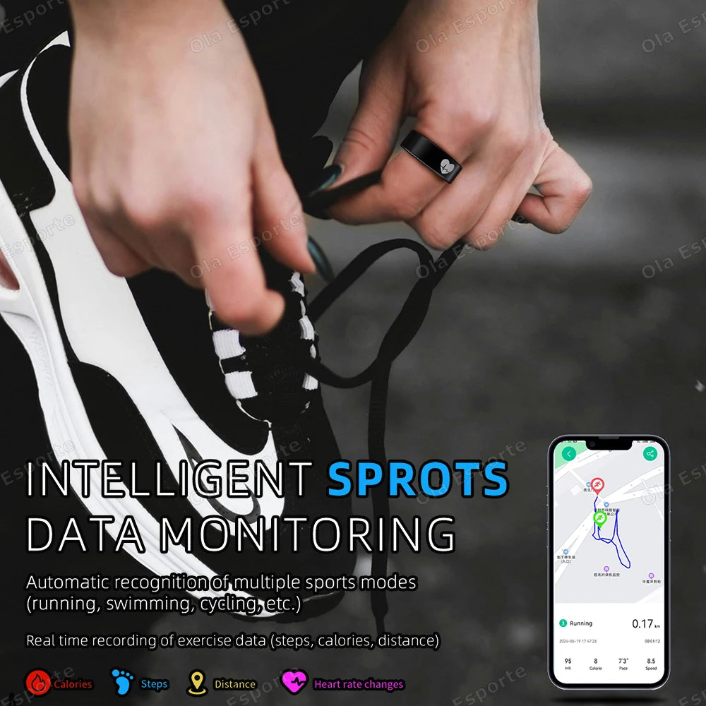New ECG Monitor Smart Ring Heart Rate Blood Oxygen Health Monitoring Multi-sport Mode Temperature 3ATM Waterproof Smartring 2025