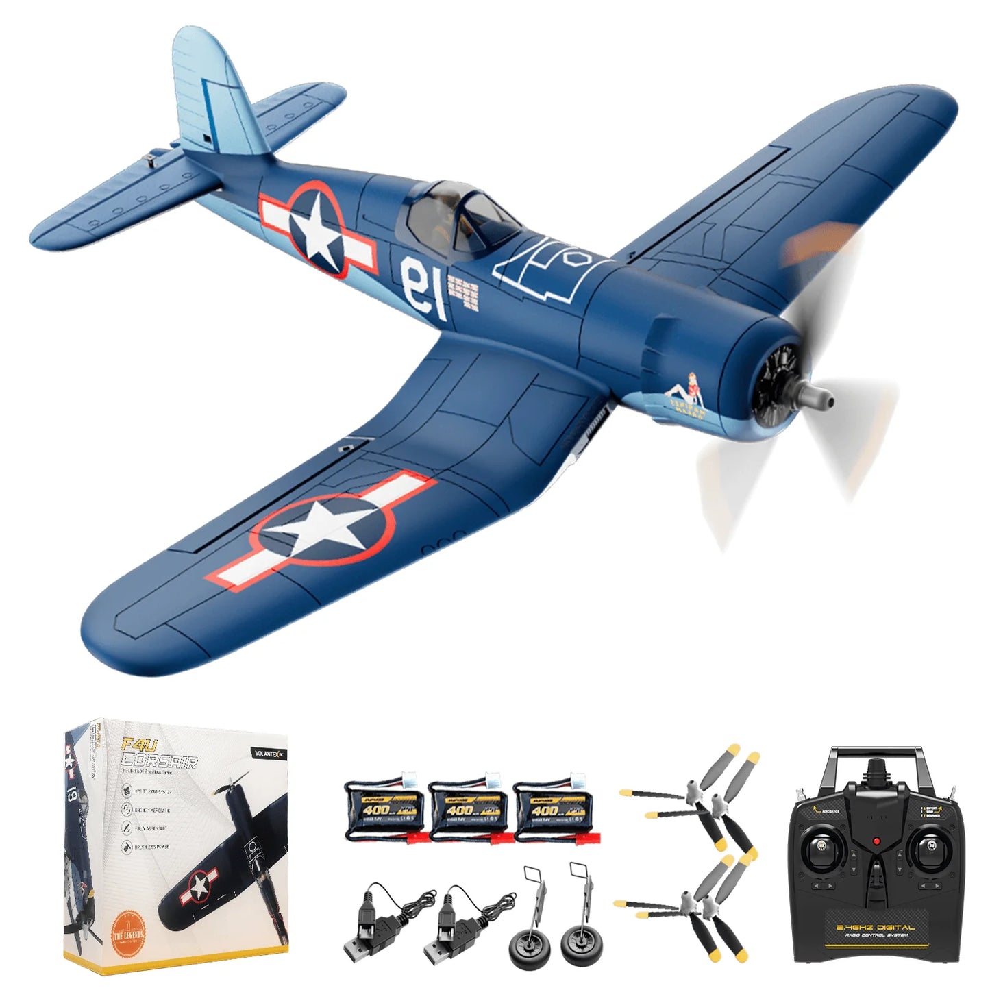 Volantexrc Brushless 500mm F4U Corsair RC Planes for Adults,Upgraded 4-CH RTF RC Plane,One-Key Aerobatic,Ideal for Outdoors Gift