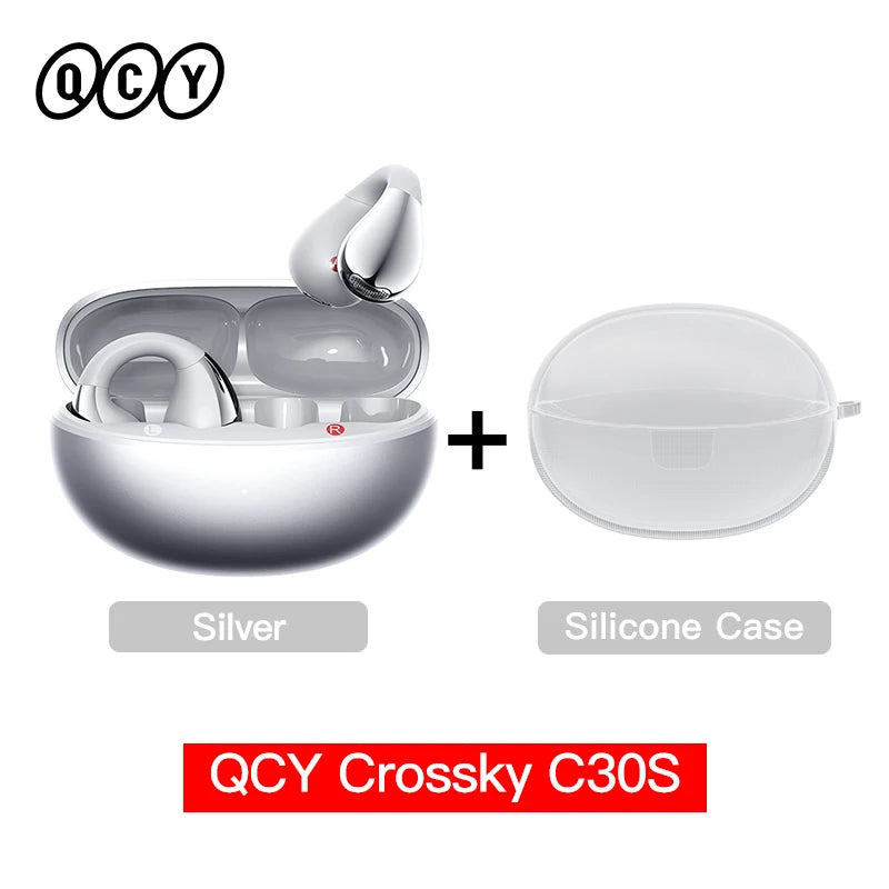 QCY Crossky C30S Open Ear Wireless Earphones Hi-Res with LDAC Ear Clip Earbuds Bluetooth 6.0 Clip On OWS Sports Headphones 40Hrs