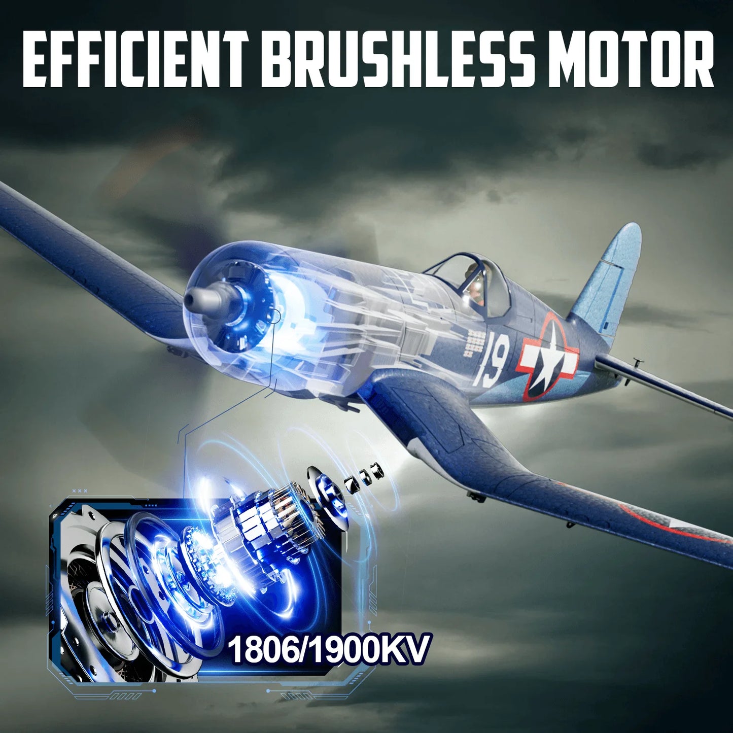 Volantexrc Brushless 500mm F4U Corsair RC Planes for Adults,Upgraded 4-CH RTF RC Plane,One-Key Aerobatic,Ideal for Outdoors Gift