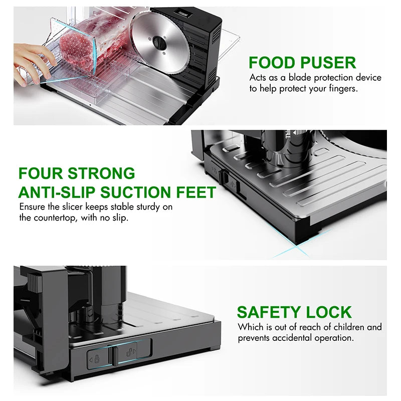 Home Appliances Meat Slicer with 1 Removable 7.5' Blades Electric Food Slicer for Commercial and Home Use Kitchen Appliances