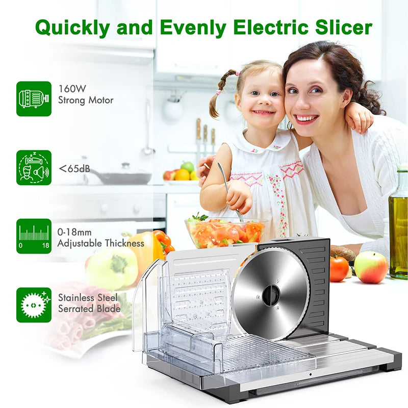 Home Appliances Meat Slicer with 1 Removable 7.5' Blades Electric Food Slicer for Commercial and Home Use Kitchen Appliances