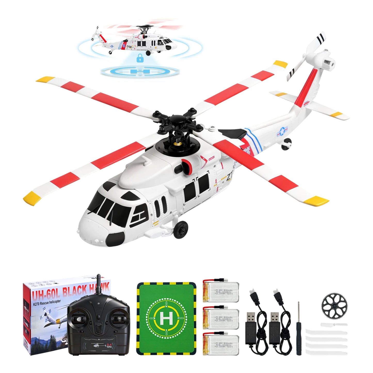 WLtoys K270 Black Hawk UH-60 4CH RC Helicopter; Brushless Motor, 6-Axis Gyro; Optical Flow Altitude Hold; 2.4G Remote Control