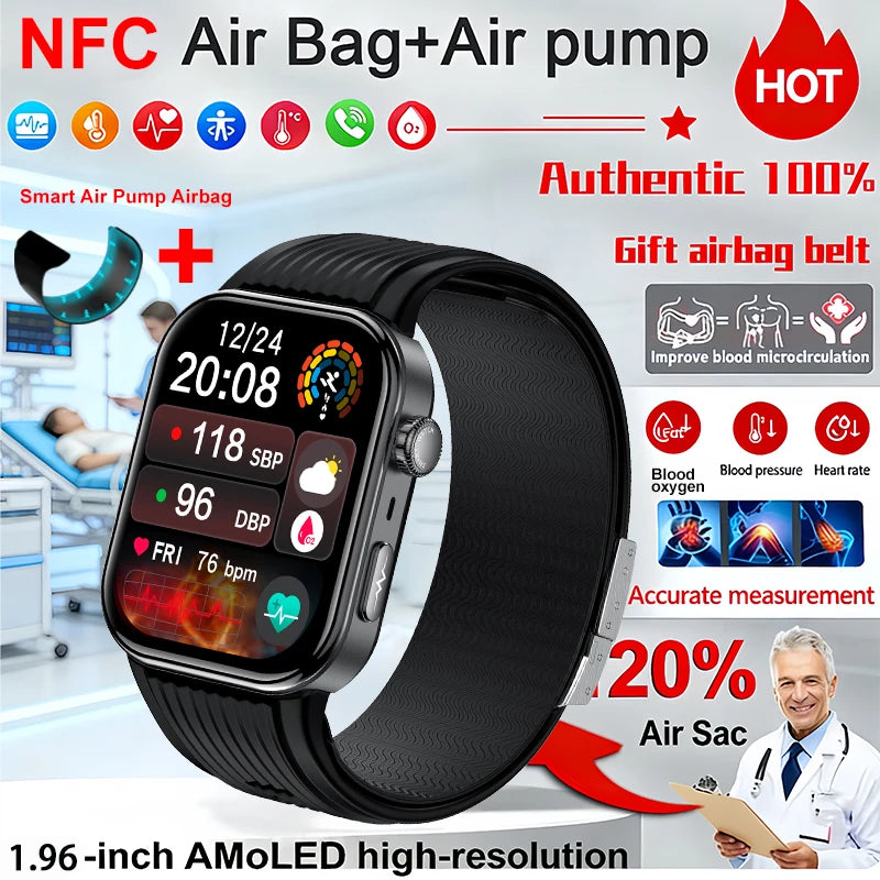 2026 New Health Monitor Smart Watch Blood Pressure Lipid Uric Acid ECG NFC Body Temperature Bluetooth Call Health Smartwatch