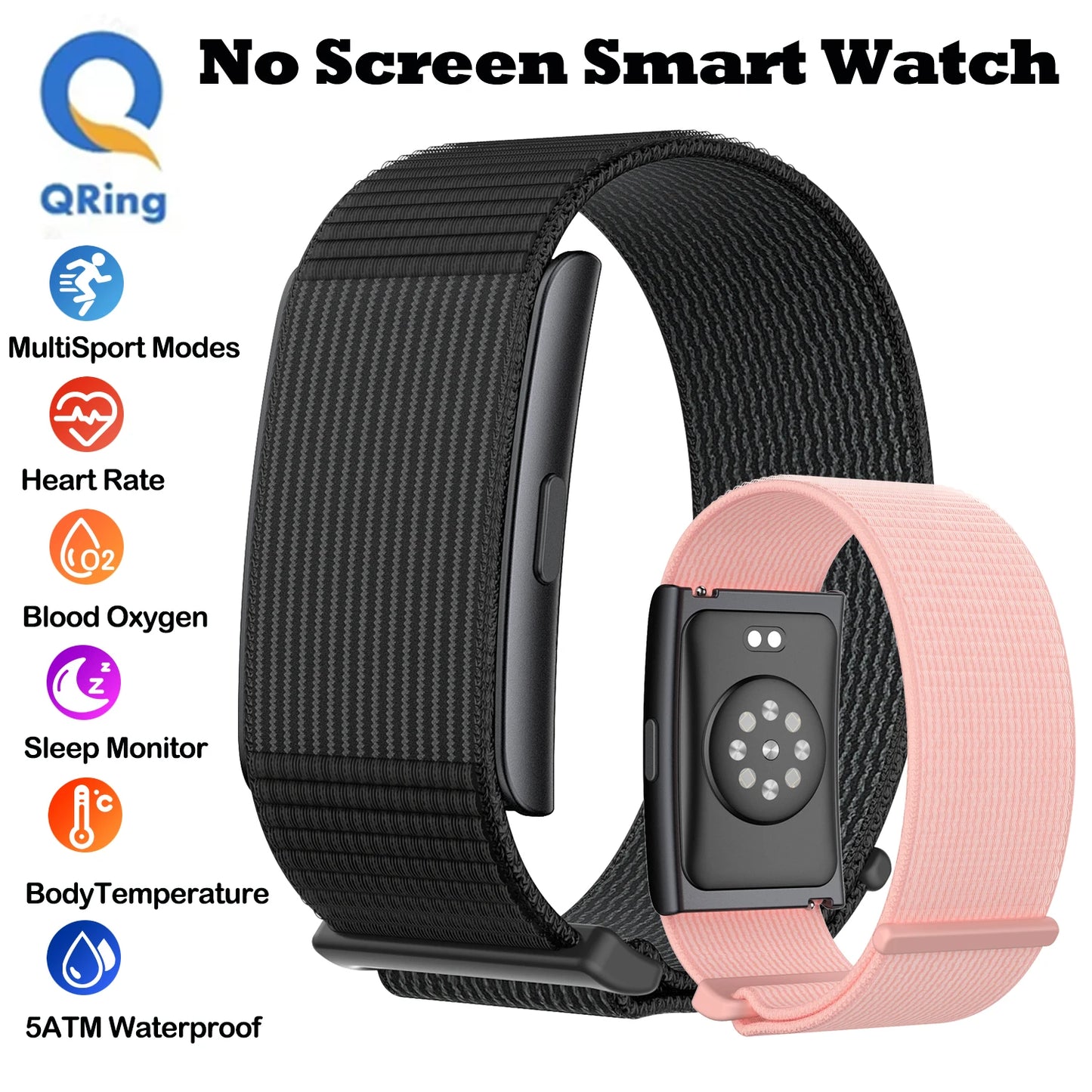 No Screen Smart Bracelt Men Women With Heart Rate Sleep AI Health Monitor Report Temperature Measurement Call Message Reminder