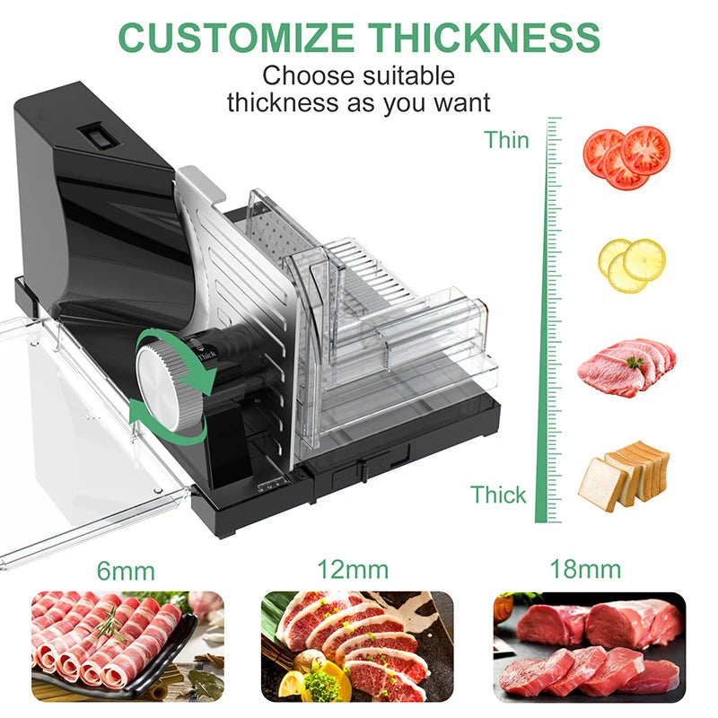 Home Appliances Meat Slicer with 1 Removable 7.5' Blades Electric Food Slicer for Commercial and Home Use Kitchen Appliances