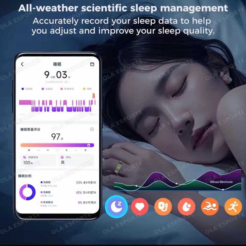 2026 New Health Monitor Smart Ring Outdoor Waterproof Rings Real HRV Monitor Heart Rate Blood Pressure/Oxygen Sports Smart rings