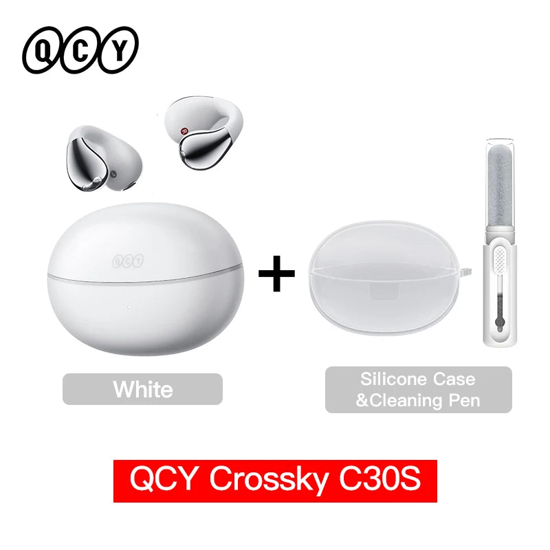 QCY Crossky C30S Open Ear Wireless Earphones Hi-Res with LDAC Ear Clip Earbuds Bluetooth 6.0 Clip On OWS Sports Headphones 40Hrs