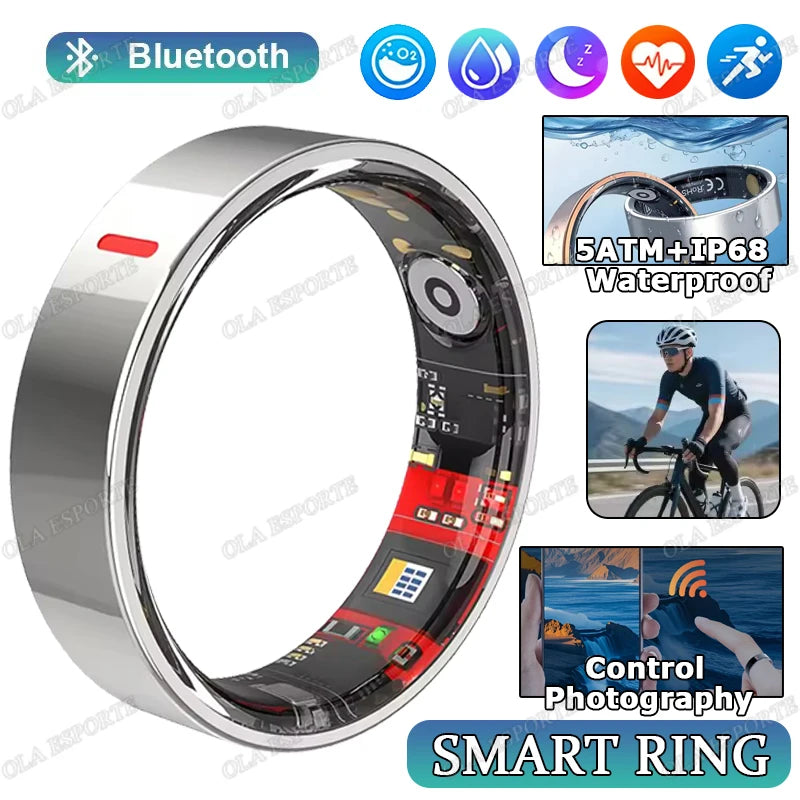 2026 New Health Monitor Smart Ring Outdoor Waterproof Rings Real HRV Monitor Heart Rate Blood Pressure/Oxygen Sports Smart rings
