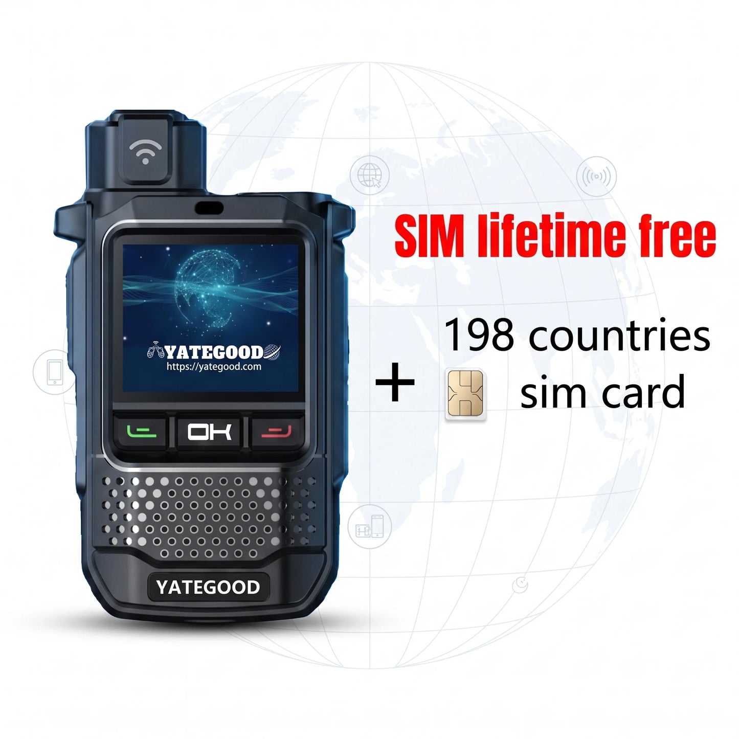 YATEGOOD Global G650 Walkie Talkie GPS 4G 5G 3G Long Standby Portable More than 5000KM Network 4G 5G