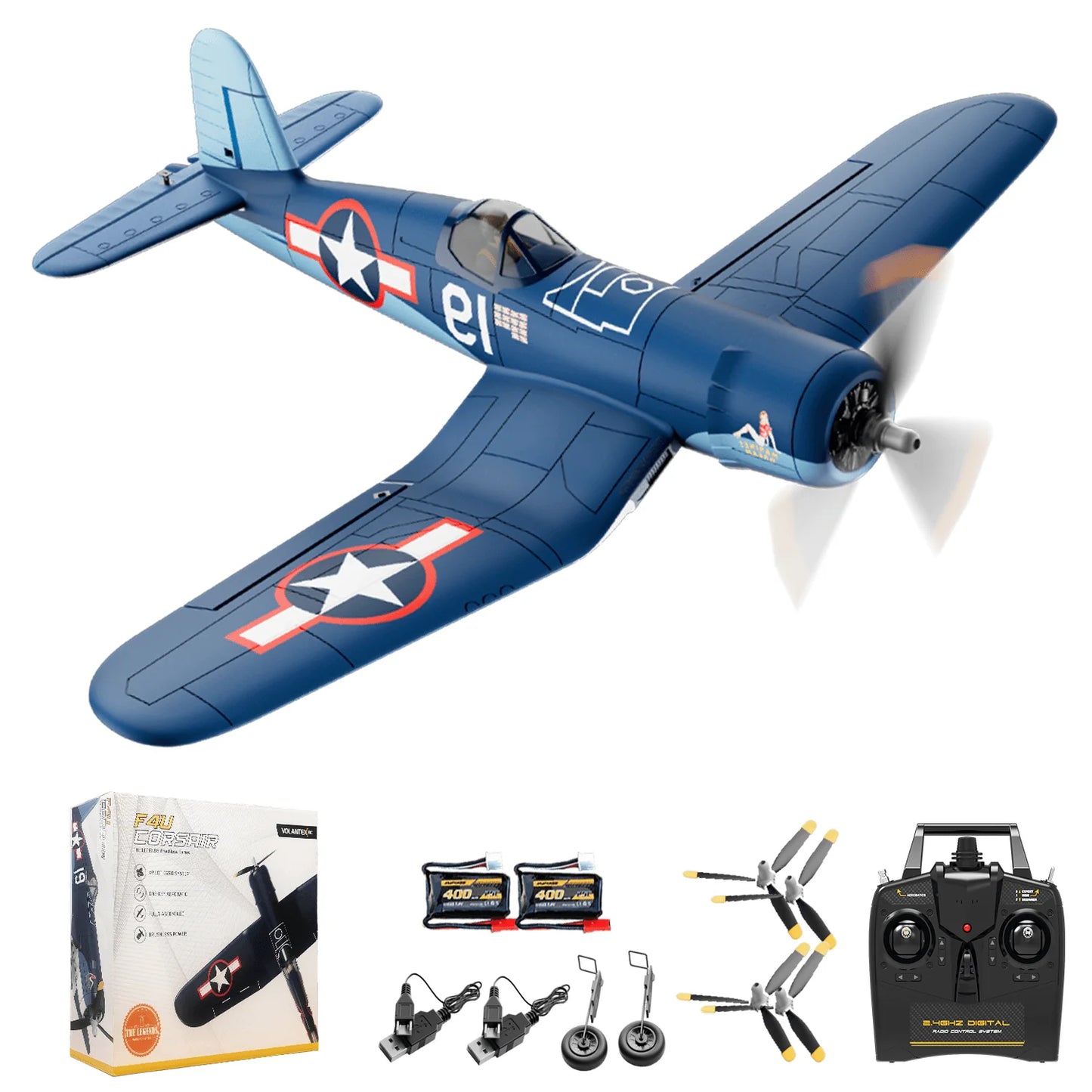 Volantexrc Brushless 500mm F4U Corsair RC Planes for Adults,Upgraded 4-CH RTF RC Plane,One-Key Aerobatic,Ideal for Outdoors Gift