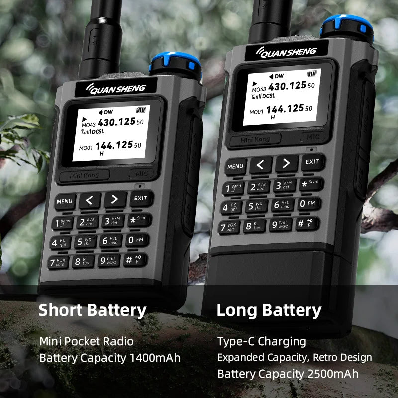 QUANSHENG K1 Multi-Band Walkie Talkie Air Band Aviation Receive Wireless Copy One Key Freq Match Type-C NOAA Two Way Radio