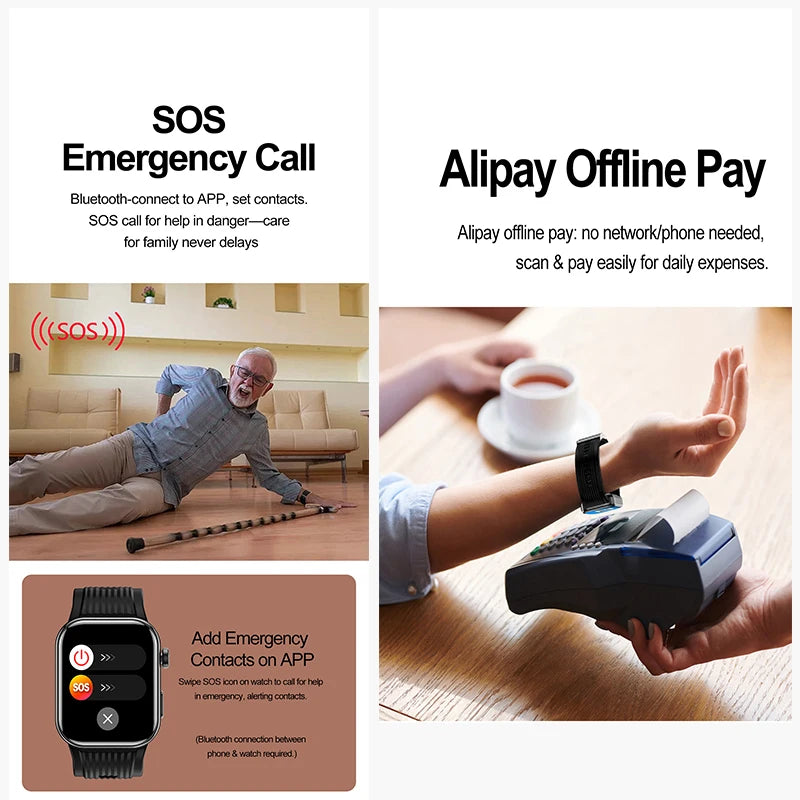 2026 New Health Monitor Smart Watch Blood Pressure Lipid Uric Acid ECG NFC Body Temperature Bluetooth Call Health Smartwatch