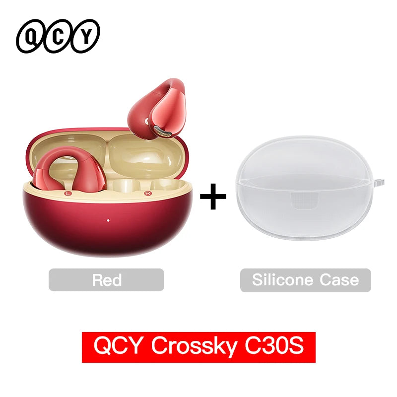 QCY Crossky C30S Open Ear Wireless Earphones Hi-Res with LDAC Ear Clip Earbuds Bluetooth 6.0 Clip On OWS Sports Headphones 40Hrs