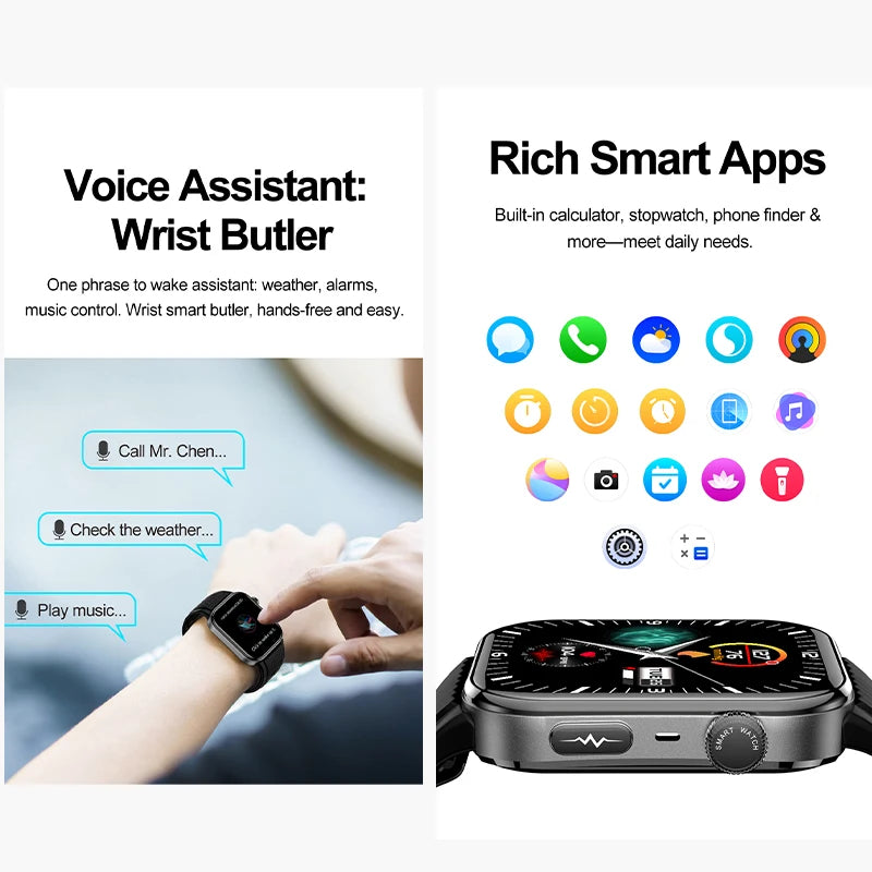 2026 New Health Monitor Smart Watch Blood Pressure Lipid Uric Acid ECG NFC Body Temperature Bluetooth Call Health Smartwatch