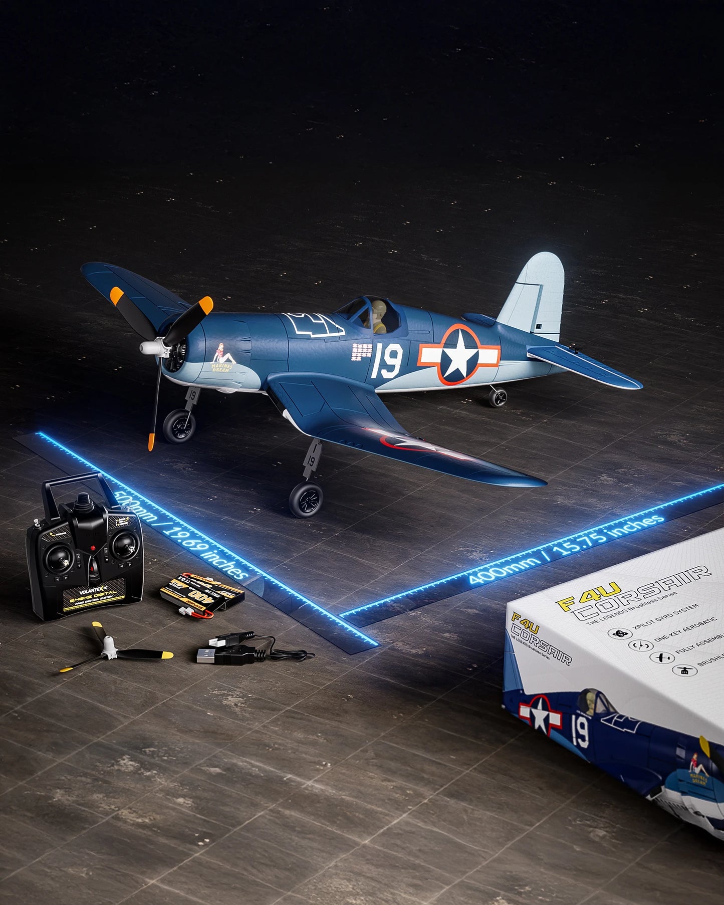 Volantexrc Brushless 500mm F4U Corsair RC Planes for Adults,Upgraded 4-CH RTF RC Plane,One-Key Aerobatic,Ideal for Outdoors Gift