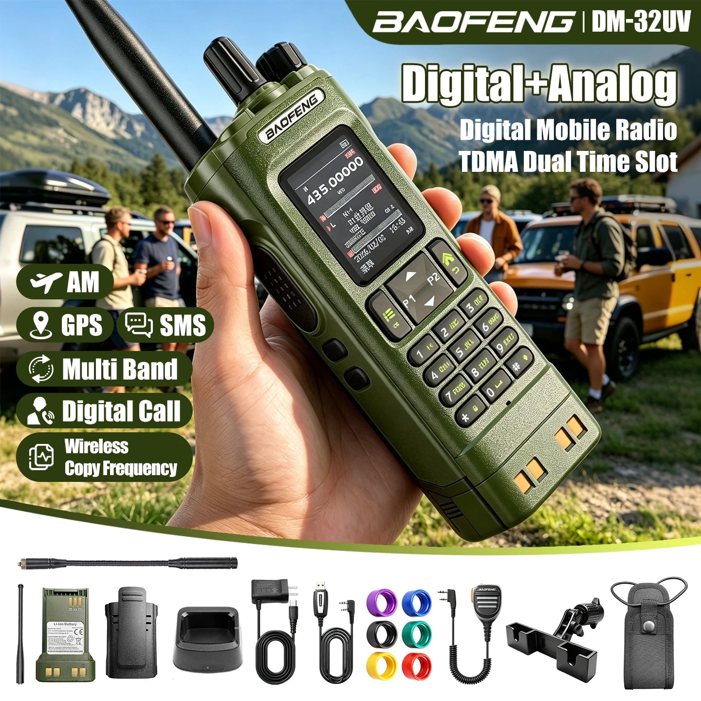 Aofeng's New DM-32UV Digital Walkie-Talkie, High-Power Car-Mounted Self-Driving Civilian Radio, Baofeng Handheld Device