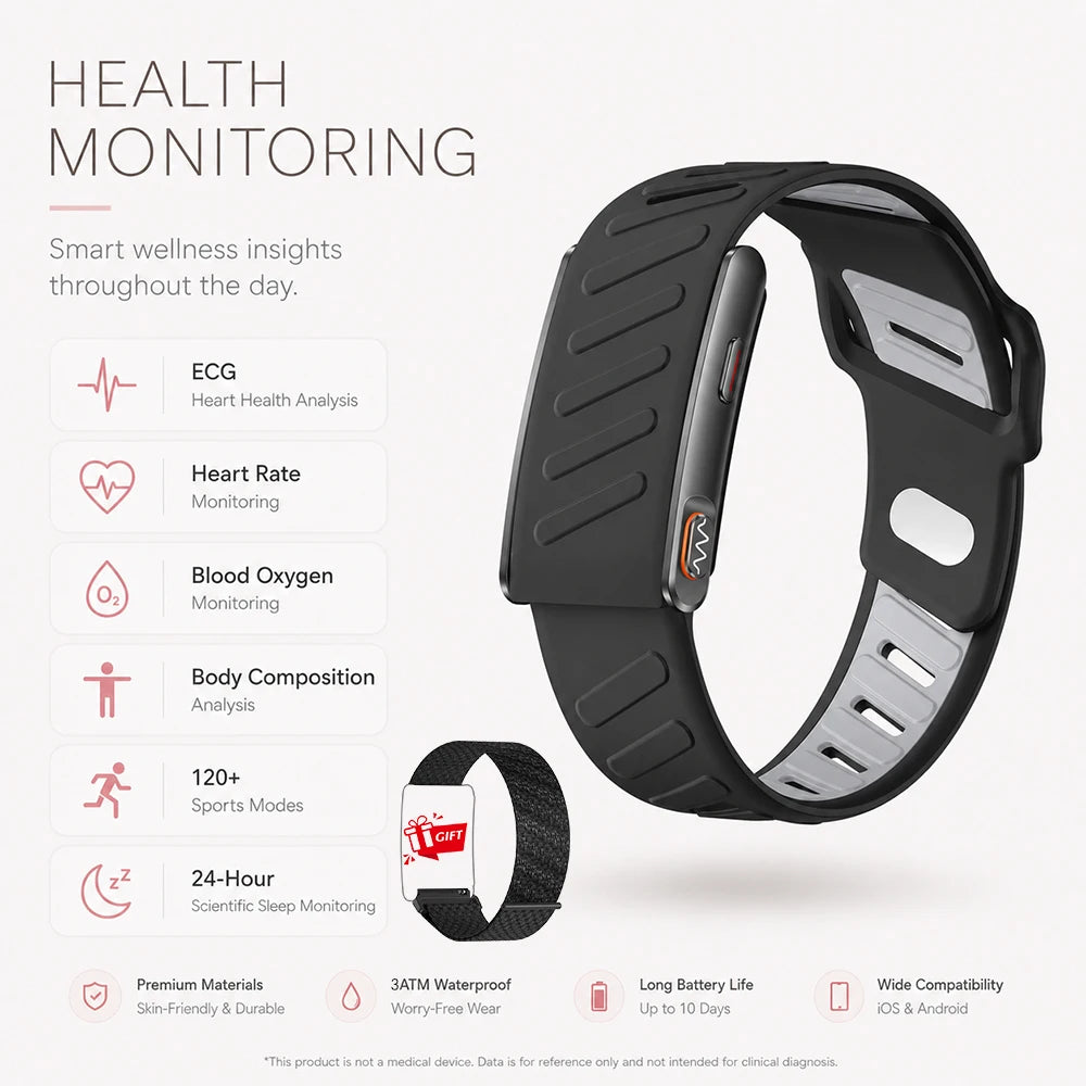 Smart Health Band ECG Heart Rate Blood Oxygen Sleep Tracking Blood Pressure Stress Monitor Body Composition Women Health Watch