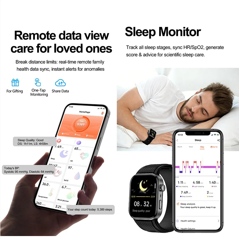 2026 New Health Monitor Smart Watch Blood Pressure Lipid Uric Acid ECG NFC Body Temperature Bluetooth Call Health Smartwatch