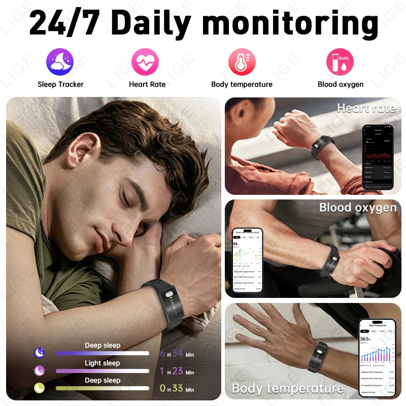 ECG HRV Monitor Health Smart Bracelet Fitness Tracker Sport Band 2026 New Waterproof Wristband No Screen Smartwatch Women Men