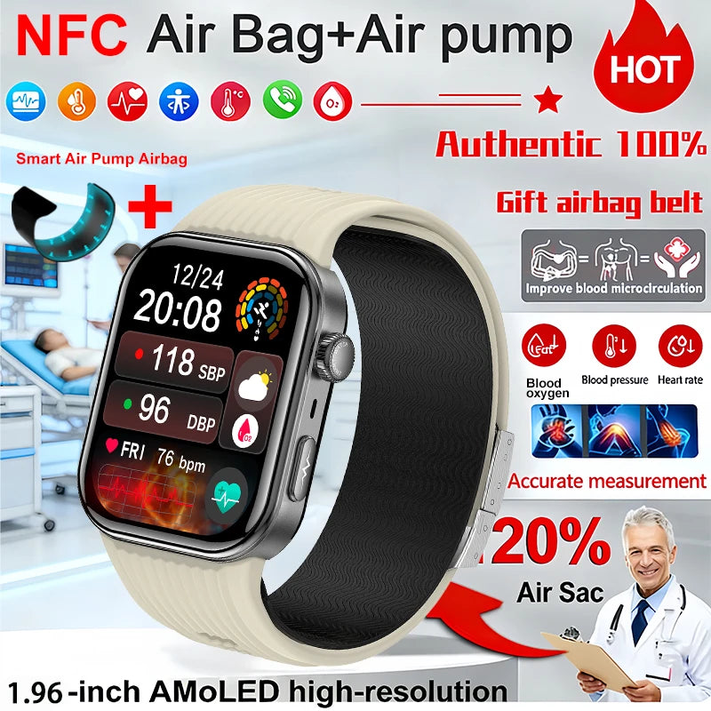 2026 New Health Monitor Smart Watch Blood Pressure Lipid Uric Acid ECG NFC Body Temperature Bluetooth Call Health Smartwatch