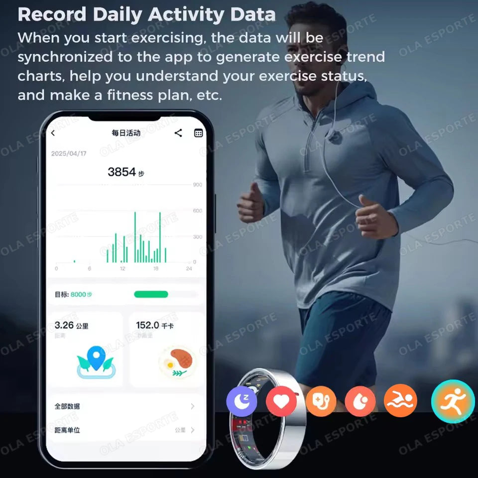 2026 New Health Monitor Smart Ring Outdoor Waterproof Rings Real HRV Monitor Heart Rate Blood Pressure/Oxygen Sports Smart rings